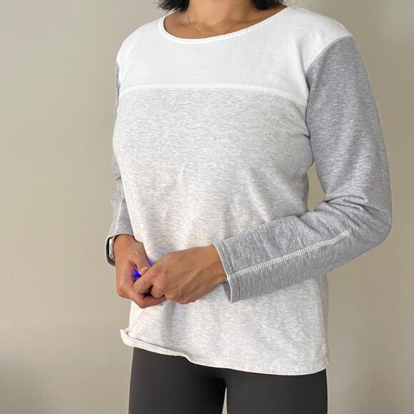 J. Crew Color Block Gray Cream White Back Zip Terry Cloth Sweater Size S - Picture 8 of 12